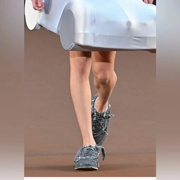 Loewe  Women’s Distressed Denim Sneakers Size 8 - Picture 11 of 12